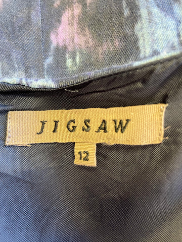 JIGSAW BLUE PRINT CAP SLEEVE SHIFT DRESS SIZE 12