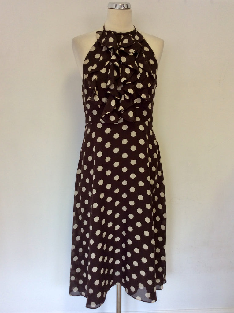 MONSOON BROWN & CREAM SPOT SILK HALTERNECK DRESS SIZE 12 Whispers Dress Agency MONSOON BROWN & CREAM SPOT SILK HALTERNECK DRESS SIZE 12 Whispers Dress Agency