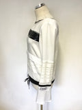 SPORTALM WHITE WITH BLACK TRIMS MESH LINED BACK TOP SIZE 12