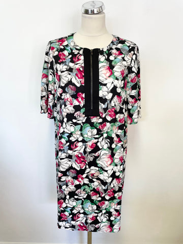 BRAND NEW BCBGMAXAZRIA MULTICOLOURED FLORAL PRINT SHORT SLEEVE SHIFT DRESS SIZE S