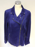 BRAND NEW GERRY WEBER ELECTRIC BLUE SUEDETTE BIKER JACKET SIZE 14