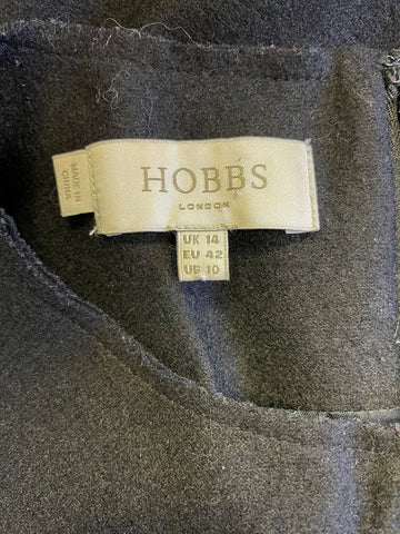HOBBS BLACK WOOL BLEND SLEEVELESS FIT & FLARE MIDI DRESS SIZE 14