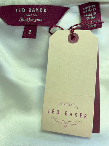 BRAND NEW TED BAKER ECRU BOW TRIM SLEEVELESS A LINE DRESS SIZE 2 UK 10