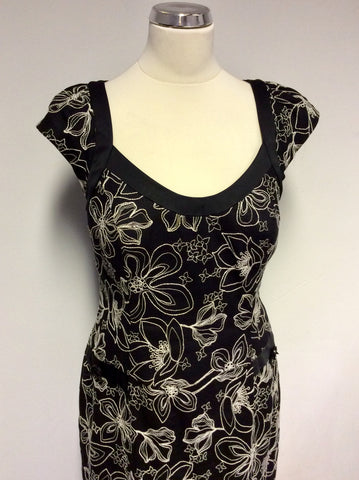 DUSK BLACK & WHITE EMBROIDERED SPECIAL OCCASION DRESS SIZE 14