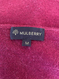MULBERRY DEEP RED WOOL,SILK & CASHMERE V NECK FINE KNIT JUMPER SIZE M