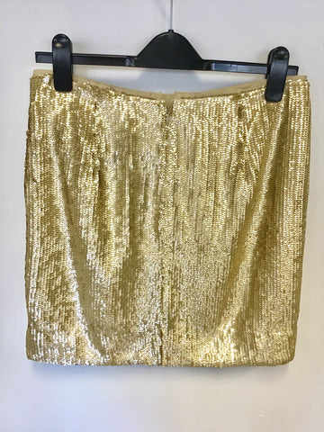 BRAND NEW J CREW MATT GOLD SEQUINNED MINI SKIRT SIZE 6 UK 10