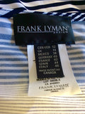 FRANK LYMAN NAVY BLUE & WHITE STRIPE DIAMANTÉ ZIP TOP SIZE 14