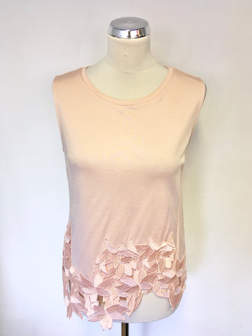 MARCIANO LOS ANGELES LIGHT PEACH SLEEVELESS TOP WITH CUT OUT DESIGN SIZE 42 UK 10