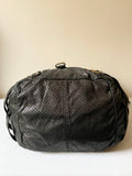 JIMMY CHOO BLACK SHIMMER SILVER STUD TRIM LARGE LEATHER SHOULDER BAG