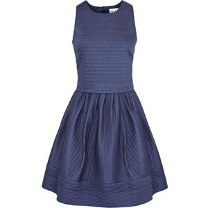 REISS INDA INK QUILTED FIT & FLARE DRESS SIZE 8