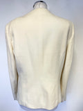 TOISIE IVORY WOOL & CASHMERE BLEND COLLARLESS LONG SLEEVED JACKET SIZE 14