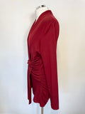 ME + EM DARK RED STRETCH JERSEY LONG SLEEVE WRAP ACROSS TOP SIZE 14