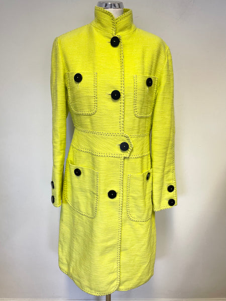 BETTY BARCLAY COLLECTION CITRUS YELLOW COTTON KNEE LENGTH COAT SIZE 14