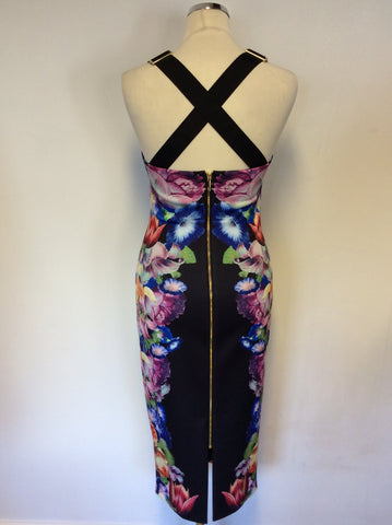 BRAND NEW TED BAKER DEONY BLACK FLORAL PRINT DRESS SIZE 2 UK 10