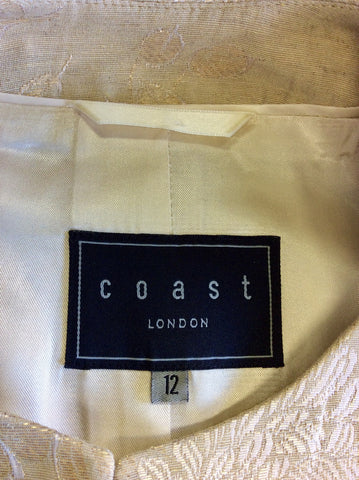 COAST BEIGE,IVORY & GOLD DAMASK PRINT OCCASION JACKET SIZE 12