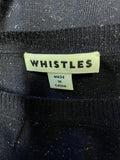 WHISTLES BLACK METALLIC FINE KNIT LONG SLEEVE JUMPER SIZE 10