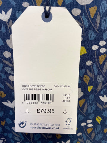 BRAND NEW SEASALT CORNWALL TEAL FLORAL PRINT ROCK DOVE 3/4 SLEEVE MAXI DRESS SIZE 10