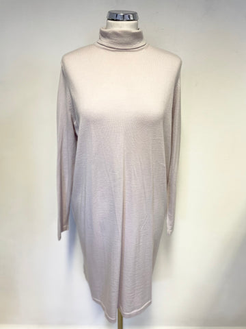 COS PUTTY 100% WOOL FINE KNIT LONG SLEEVED DRESS SIZE M