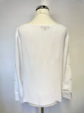 MASSIMO DUTTI WHITE OPEN BUTTON LONG SLEEVED TOP SIZE M