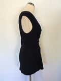 DONNA KARAN COLLECTION BLACK WRAP ACROSS STRETCH TOP SIZE S