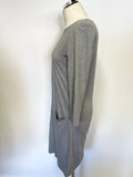 THE WHITE COMPANY GREY JERSEY 3/4 SLEEVE SHIFT DRESS SIZE 10