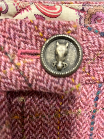 NESS STRAWBERRY PINK 100% WOOL TWEED BREECHES SIZE 16
