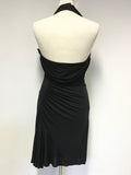 KAREN MILLEN BLACK HALTER NECK DRAPED OCCASION DRESS SIZE 10