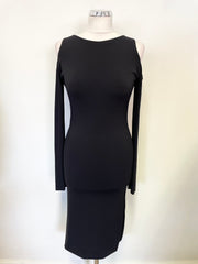 GORGEOUS COUTURE BLACK COLD SHOULDER BODYCON DRESS SIZE M