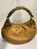 KAREN MILLEN TAN LEATHER STUDDED STRAP SHOULDER BAG