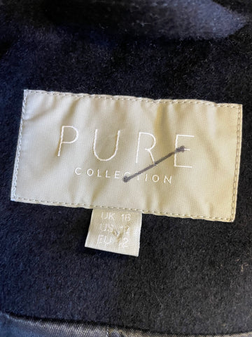 PURE COLLECTION ALAINA NAVY BLUE 100% WOOL CAPE SIZE 16