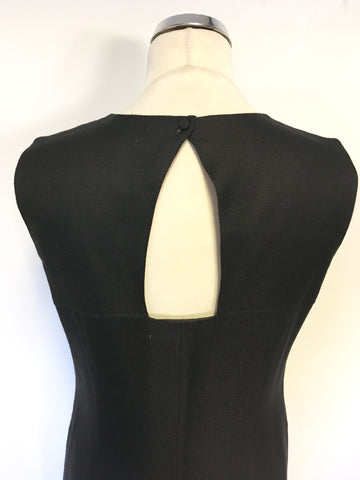 JACQUES VERT BLACK SLEEVELESS CUT OUT BACK MIDI LENGTH SHIFT DRESS SIZE 12