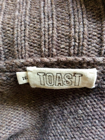TOAST BROWN TIE BELT WOOL BLEND CARDIGAN SIZE 16