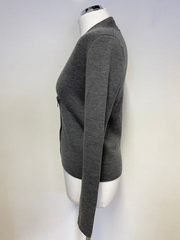 COMPTOIR DES COTONNIERS GREY WOOL ZIP FRONT CARDIGAN SIZE S