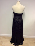 MONSOON BLACK & SILVER GREY LINED STRAPLESS MAXI DRESS SIZE 10