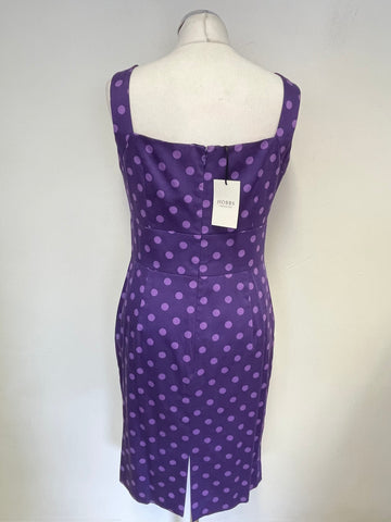 BRAND NEW WITH TAGS HOBBS INVITATION PIPA AMETHYST SPOT SLEEVELESS PENCIL DRESS SIZE 12