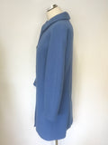 BODEN INGRID BLUE WOOL BLEND MID LENGTH COAT SIZE 14