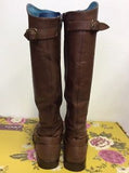 JOULES MERSTONE BROWN LEATHER BUCKLE TRIM KNEE LENGTH BOOTS SIZE 6/39