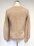 LK BENNETT JOLIE CHALK ROSE WOOL & MOHAIR BELL SLEEVE JUMPER SIZE M
