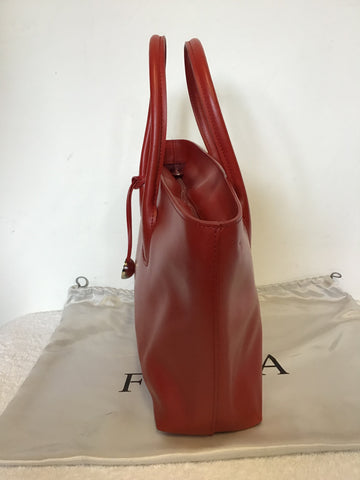 FURLA RED COATED LEATHER TOTE BAG