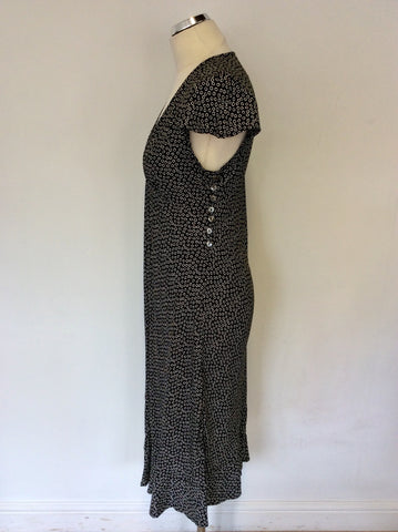 HOBBS BLACK & WHITE PRINT CAP SLEEVE DRESS SIZE 14