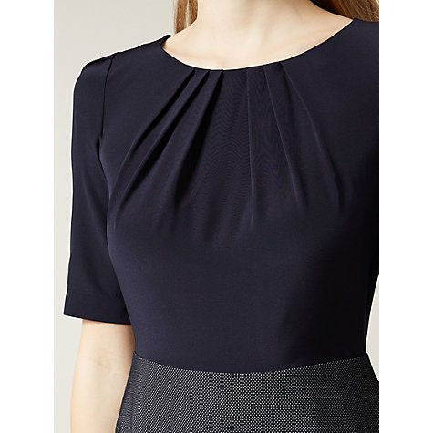 BRAND NEW HOBBS CARRIS NAVY BLUE & IVORY CONTRAST PENCIL DRESS SIZE 10