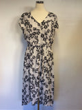 MINT VELVET PALE GREY BUTTERFLY PRINT DRESS SIZE 14