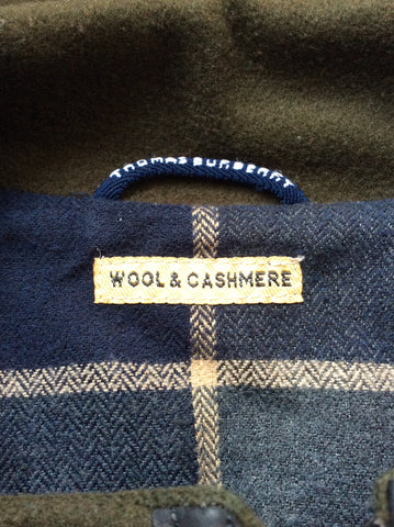 THOMAS BURBERRY DARK GREEN WOOL & CASHMERE ZIP UP JACKET SIZE XL