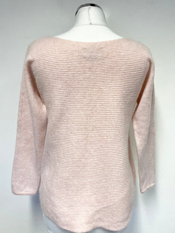 PURE COLLECTION 100% CASHMERE BABY PINK 3/4 SLEEVE JUMPER SIZE 16