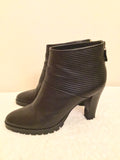 BPRIVATE BLACK LEATHER HEELED ANKLE BOOTS SIZE 7.5/41