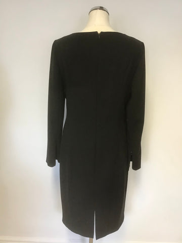 HOBBS BLACK LONG SLEEVE SHIFT DRESS SIZE 14