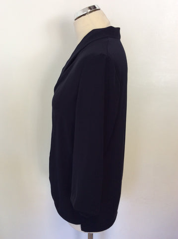 REISS KEATS MIDNIGHT BLUE WRAP ACROSS BLOUSE SIZE 10