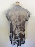 MINT VELVET GREY PRINT ZIP FRONT SLEEVELESS TOP SIZE 12