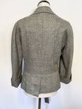WHISTLES LIGHT GREY 100% WOOL 3/4 SLEEVE TIE BELT JACKET SIZE 14