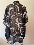 MINT VELVET BLACK & CREAM PRINT SHORT SLEEVE OVER TOP SIZE M